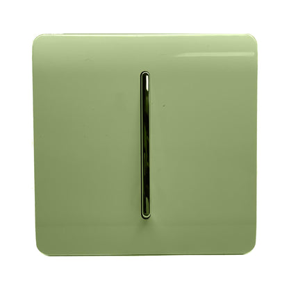 Trendi 1 Gang 2 Way 240V Screwless Artistic Modern Glossy 10 Amp Chrome Rocker Electrical Wall Light Switch in Moss Green (5 pack)