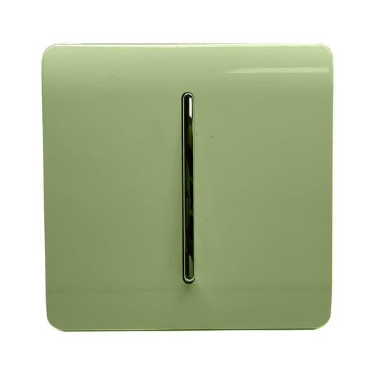 Trendi 1 Gang 2 Way 240V Screwless Artistic Modern Glossy 10 Amp Chrome Rocker Electrical Wall Light Switch in Moss Green (5 pack)