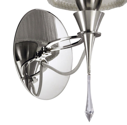 Mantra Lucca Wall Light Switched 1 Light E27, Polished Chrome with White Shade & Clear Crystal