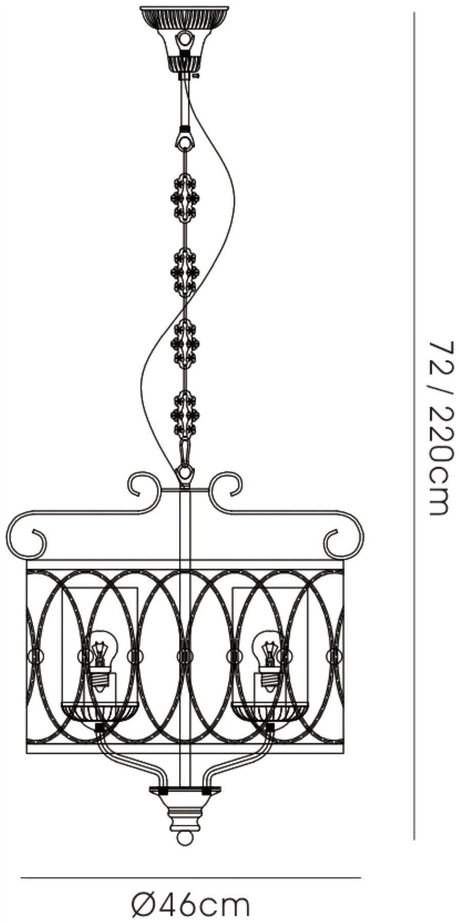 Diyas Malcolm 46cm Single  4 Light E27 Black/Gold with Clear Glass Ceiling Pendant Light Fitting