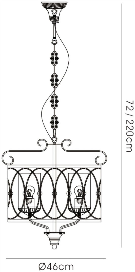 Diyas Malcolm 46cm Single  4 Light E27 Black/Gold with Clear Glass Ceiling Pendant Light Fitting