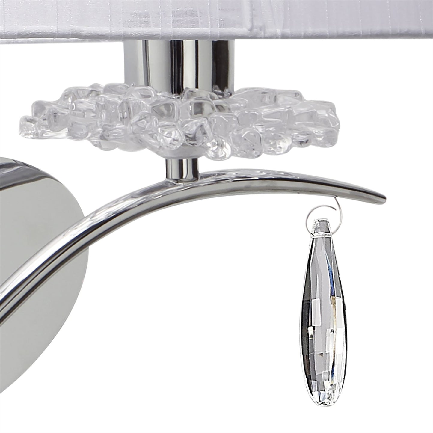 Mantra M5276 Louise Wall Light Right 2 Light E27 with White Shade Polished Chrome/Clear Crystal