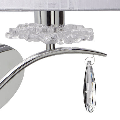 Mantra M5276 Louise Wall Light Right 2 Light E27 with White Shade Polished Chrome/Clear Crystal