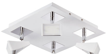 Mantra Fusion Filippo Spot Light 4 Light LED Square 20W 3000K, 1750lm, Matt White/Polished Chrome, 3yrs Warranty