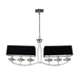 Mantra Akira Linear Pendant 2 Arm 6 Light E14, Polished Chrome with Black Shades