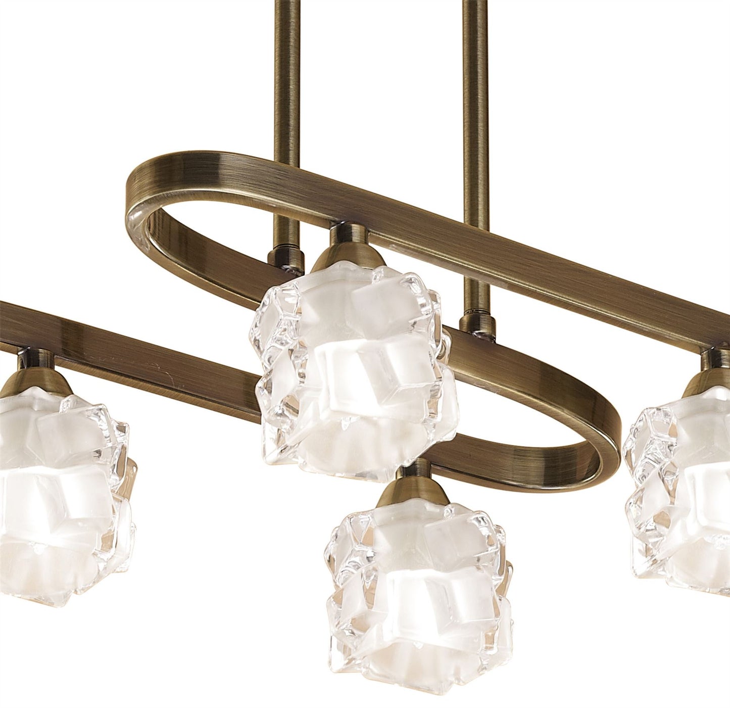 Mantra M1861 Ice Rectangular Telescopic Semi Flush Convertible 6 Light G9 ECO, Antique Brass
