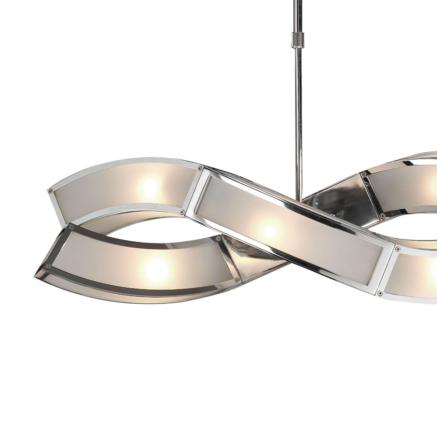 Mantra M0388 Duna E27 Rectangular Pendant 2 Arm 6 Light E27, Polished Chrome/White Acrylic