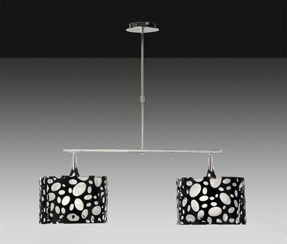 Mantra Lupin Linear Pendant 2 Light E27, Gloss Black, White Acrylic, Polished Chrome, CFL Lamps INCLUDED