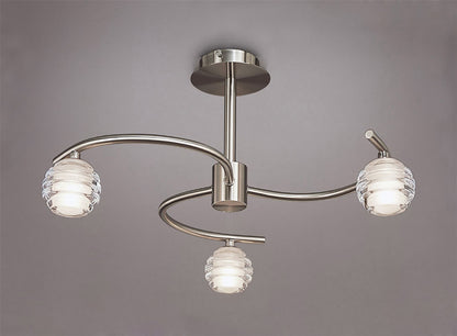 Mantra Sphere 51.7cm Semi Flush 3 Light G9, Satin Nickel