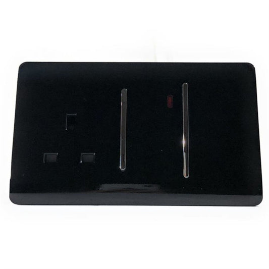 Trendi Artistic Modern 45 A Cooker Switch Inc Plug Socket & Neon Insert Black
