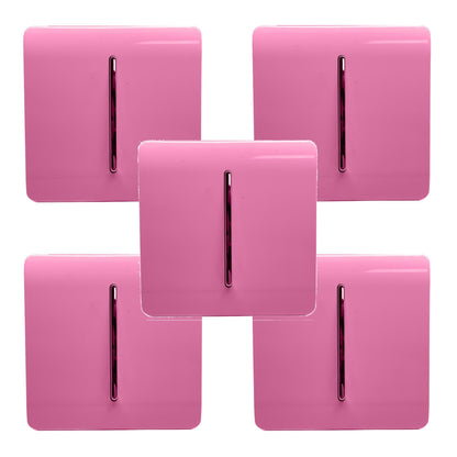 Trendi 1 Gang 2 Way 240V Screwless Artistic Modern Glossy 10 Amp Chrome Rocker Electrical Wall Light Switch in Candy Pink (5 pack)
