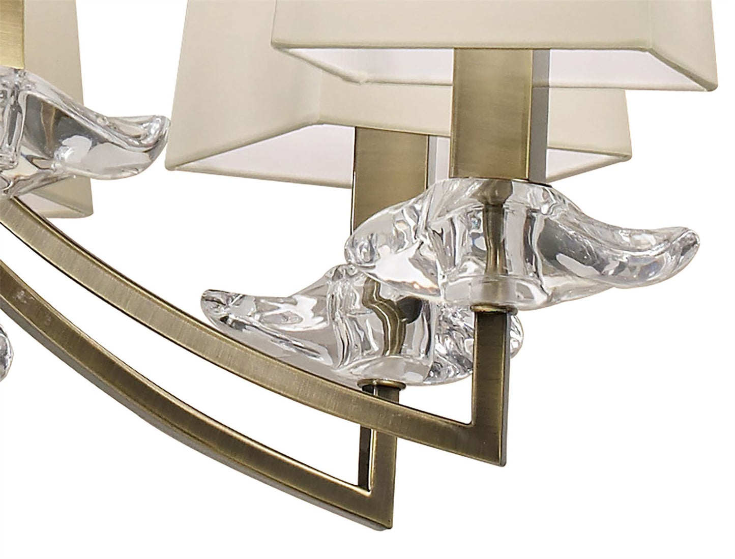 Mantra Akira 90cm Pendant 2 Tier 12 Light E14, Antique Brass with Cream Shades