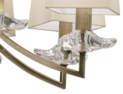 Mantra Akira 90cm Pendant 2 Tier 12 Light E14, Antique Brass with Cream Shades