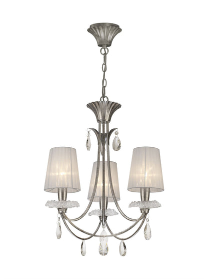 Mantra M6303 Sophie Pendant 63cm Round, 3 x E14 (Max 20W), Silver Painting, White Shades