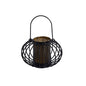 Diyas Home (DH) Orbit Candle Holder Small Black/Laser Pattern Glass Art