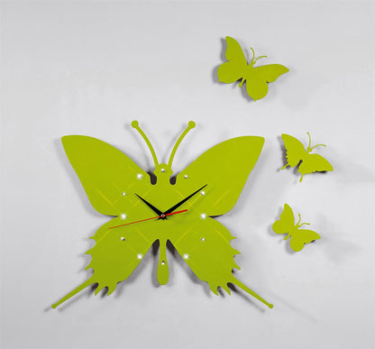 Diyas Home (DH) Infinity Butterfly Clock Green/Crystal Wall