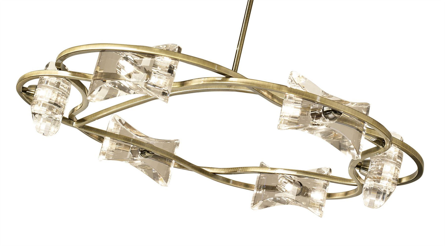 Mantra Kromo 68cm Telescopic 6 Light G9 Round, Antique Brass