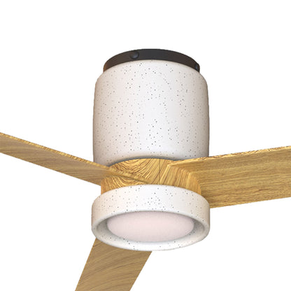Ceramica M 1.2m 20W LED Dimmable Ceiling Light With Built-In 32W DC Fan, 3000-5000K Remote Control, 3600lm, White Ceramic/Wood, 5yrs Warranty