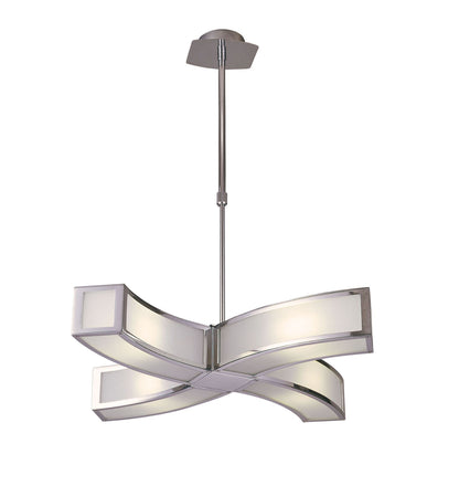 Mantra Duna GU10 Pendant 4 Light L1/SGU10 Curved, Polished Chrome/White Acrylic, CFL Lamps INCLUDED