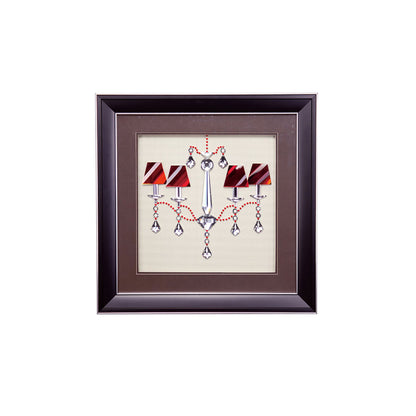 Diyas Home Crystal Wall Art (DH) Décor Chandelier with Red Shades, Black Frame, Red Arms, Clear Crystal