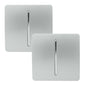 Trendi 1 Gang 2 Way 240V Screwless Artistic Modern Glossy 10 Amp Chrome Rocker Electrical Wall Light Switch in Platinum Silver (2 pack)