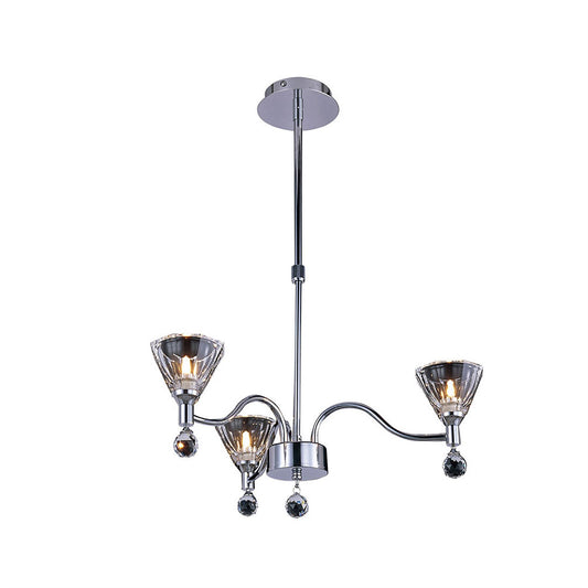 Diyas Neptune 52cm  Round 3 Light G9 Polished Chrome Ceiling Pendant Light Fitting