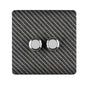 Trendi 2 Gang 2 Way 240V 100w LED Dimmer Screwless Raised Front Plate Plastic Artistic Modern Glossy 10 Amp Chrome Single Electrical Wall Light Switch in Carbon Fibre - ART-2LDMCF
