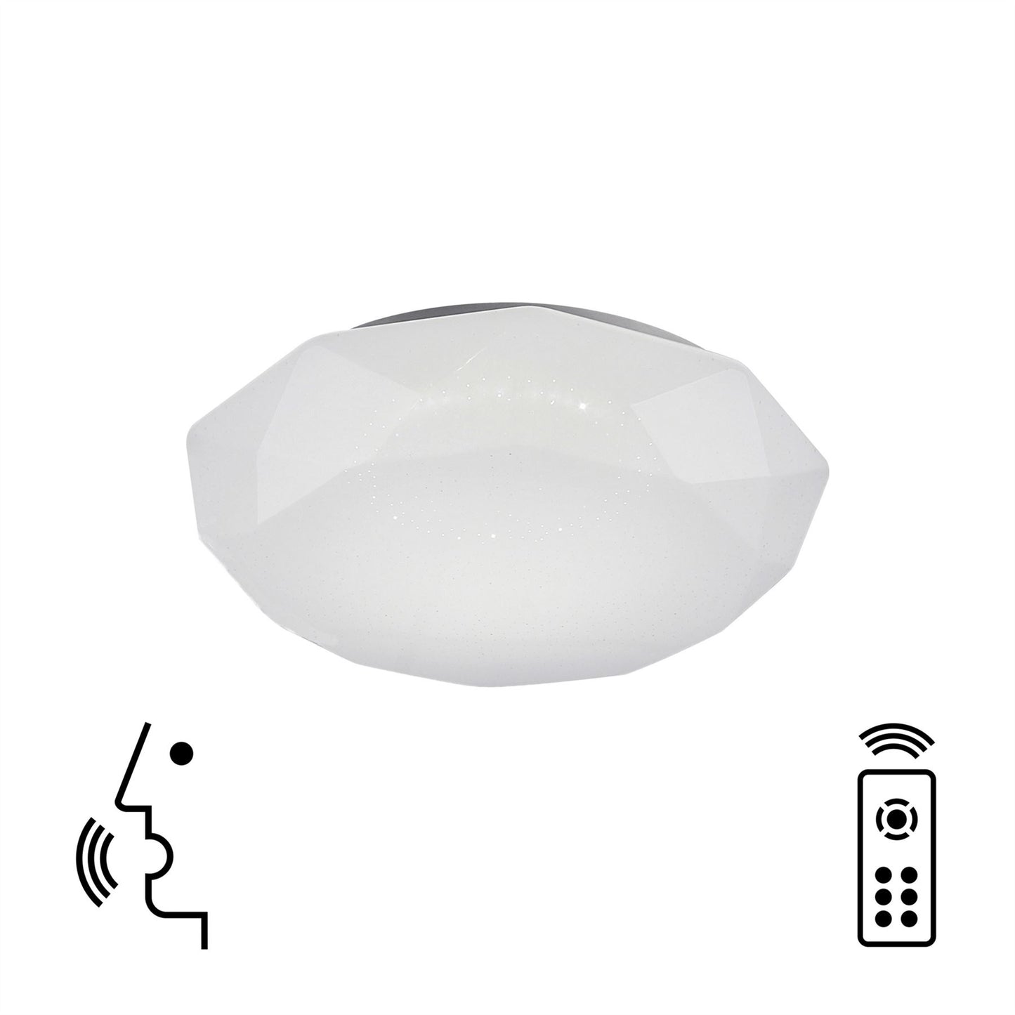 Mantra Fusion Diamante Smart 33cm Ceiling Light, 40W LED, 3000-5000K Tuneable White, 2600lm, Remote Control, APP, Alexa & Google Voice Control, White, 3yrs Warranty