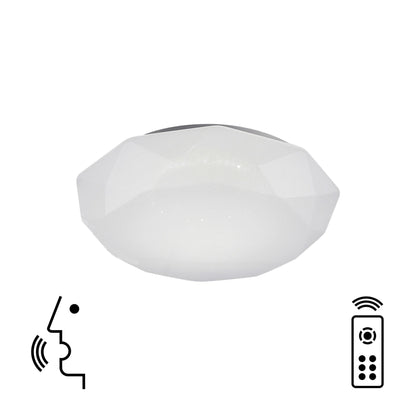 Mantra Fusion Diamante Smart 33cm Ceiling Light, 40W LED, 3000-5000K Tuneable White, 2600lm, Remote Control, APP, Alexa & Google Voice Control, White, 3yrs Warranty
