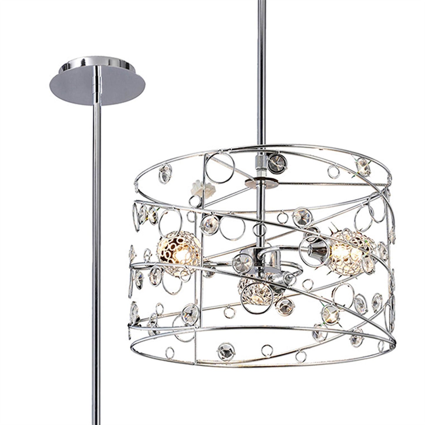 Diyas Sorrento 38cm  Cylinder 3 Light G9 Polished Chrome/Crystal Ceiling Pendant Light Fitting