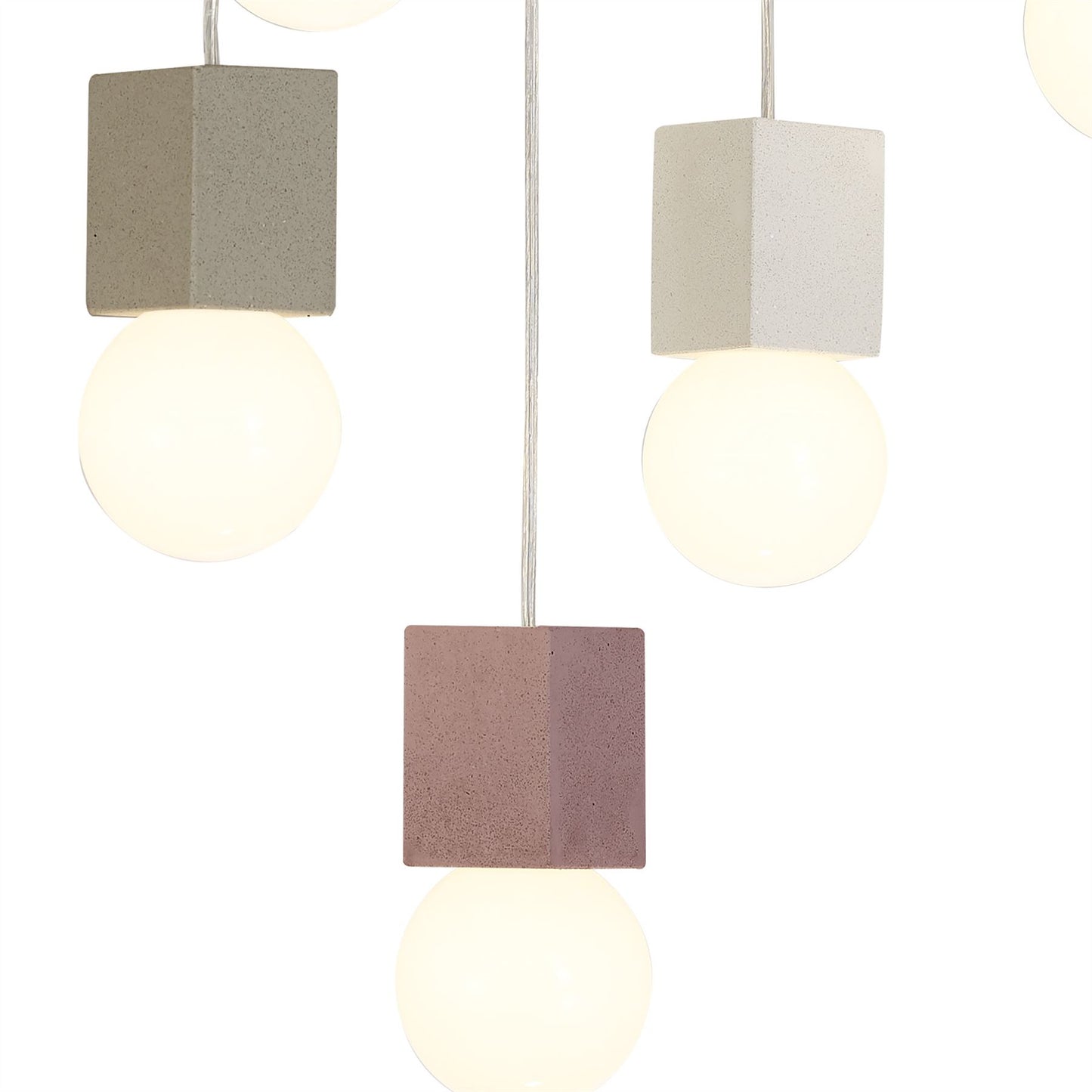 Mantra Galaxia 60cm Pendant Square, 9 Light E27, White/Grey/Red Cement, White Base & Cable