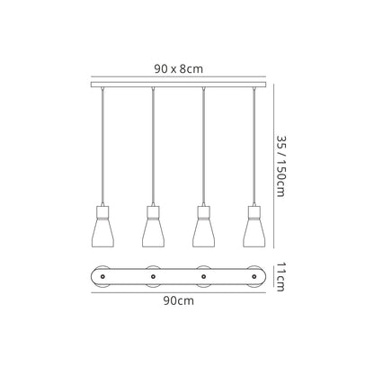 Mantra Fusion Kos E27 Fusion M5840 Kos Linear Pendant 4L 4 x E27 Max 40W, White/ Black