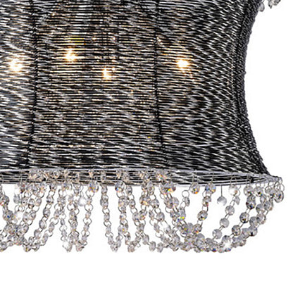 Diyas Lanzo 49cm  Round 4 Light E14 Black Chrome/Crystal Ceiling Pendant Light Fitting