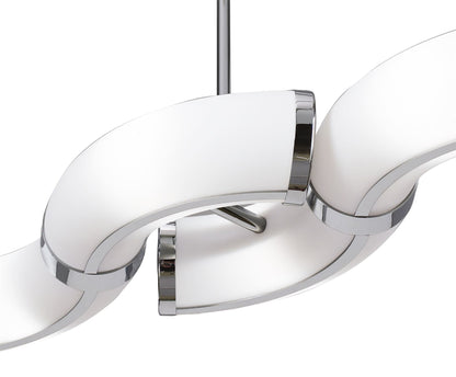 Mantra Guss Rectangular Pendant Convertible To Semi Flush 2 Arm E27 4 Light E27 Bar, Polished Chrome/White Acrylic, CFL Lamps INCLUDED