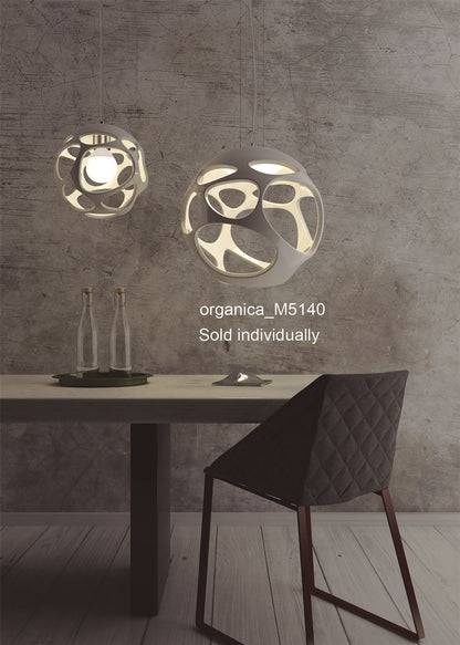 Mantra M5140 Organica Pendant 3 Light E27, Gloss White/Polished Chrome