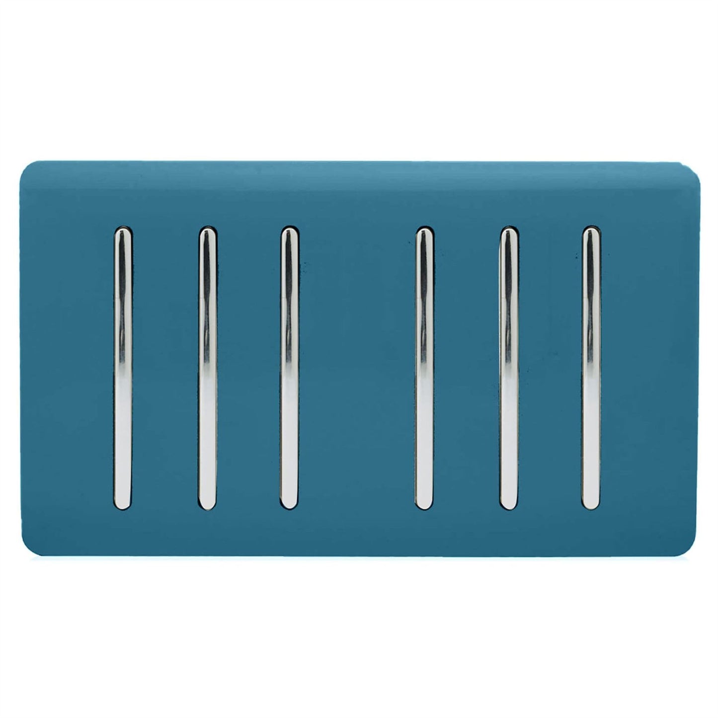 Trendi Artistic Modern Glossy 6 Gang 2 Way Rocker Double Plate Tactile Light Switch Ocean Blue