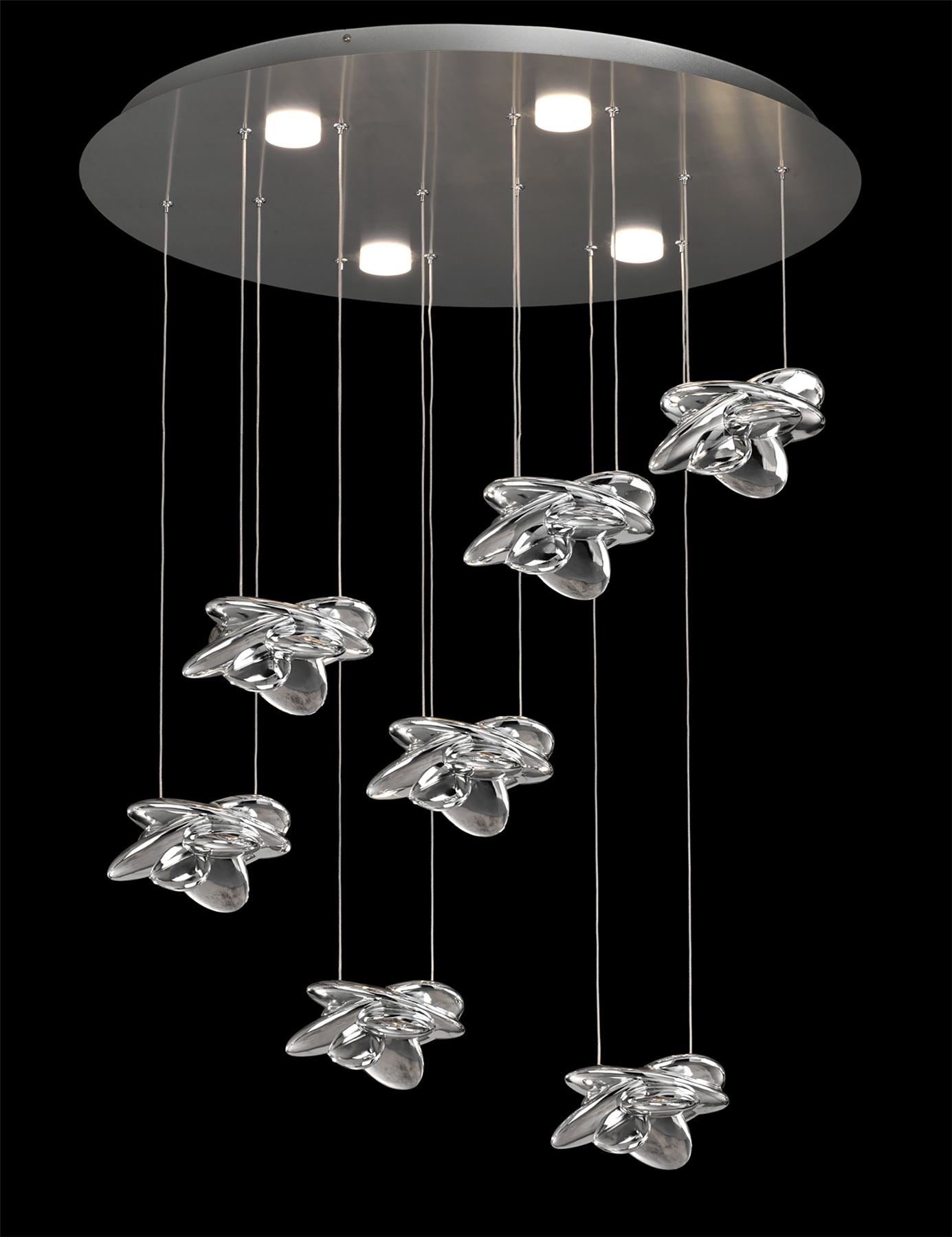 Mantra M5901 Nido Pendant 75cm Round 7 + 4 Lights 42W + 20W LED 3000K, 5080lm, Chrome, 3yrs Warranty