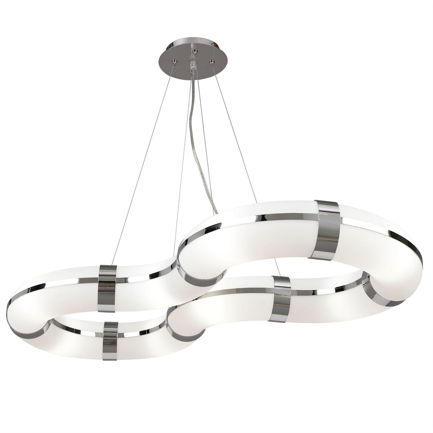 Mantra Guss GU10 Guss Rectangular Pendant GU10 8 Light L1/SGU10 Infinity Shape, Polished Chrome/White Acrylic, CFL Lamps INCLUDED