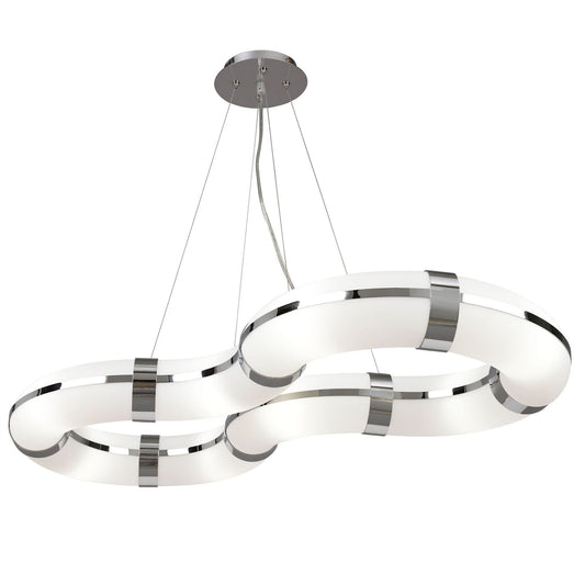 Mantra Guss GU10 Guss Rectangular Pendant GU10 8 Light L1/SGU10 Infinity Shape, Polished Chrome/White Acrylic, CFL Lamps INCLUDED