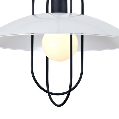 Deco Riva Rise & Fall Pendant 1 Light E27, Matt Black/Opal White Glass Shade