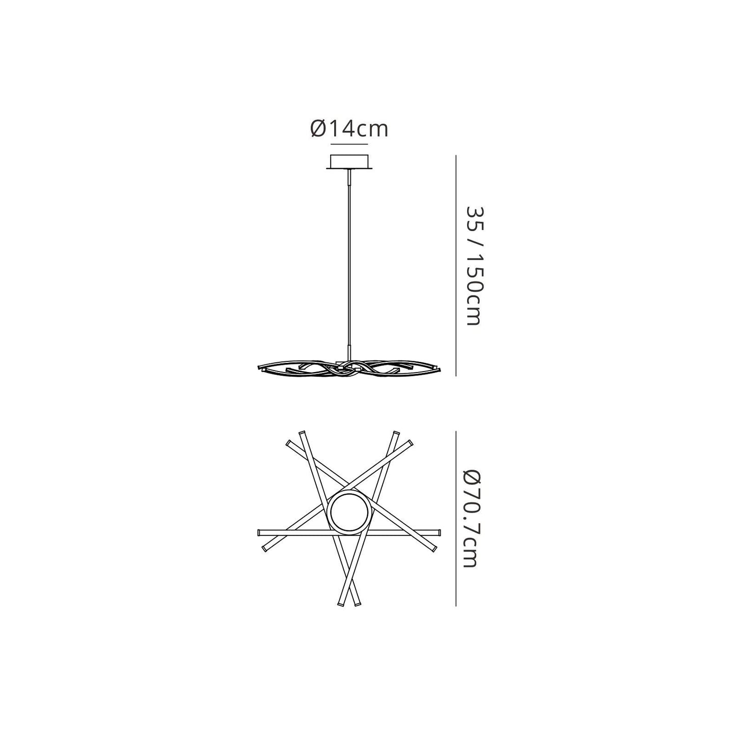 Mantra M5914 Aire LED Pendant 69cm Round 42W 3000K, 3700lm, Silver/Frosted Acrylic/Polished Chrome, 3yrs Warranty