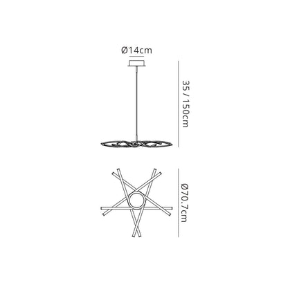 Mantra M5914 Aire LED Pendant 69cm Round 42W 3000K, 3700lm, Silver/Frosted Acrylic/Polished Chrome, 3yrs Warranty