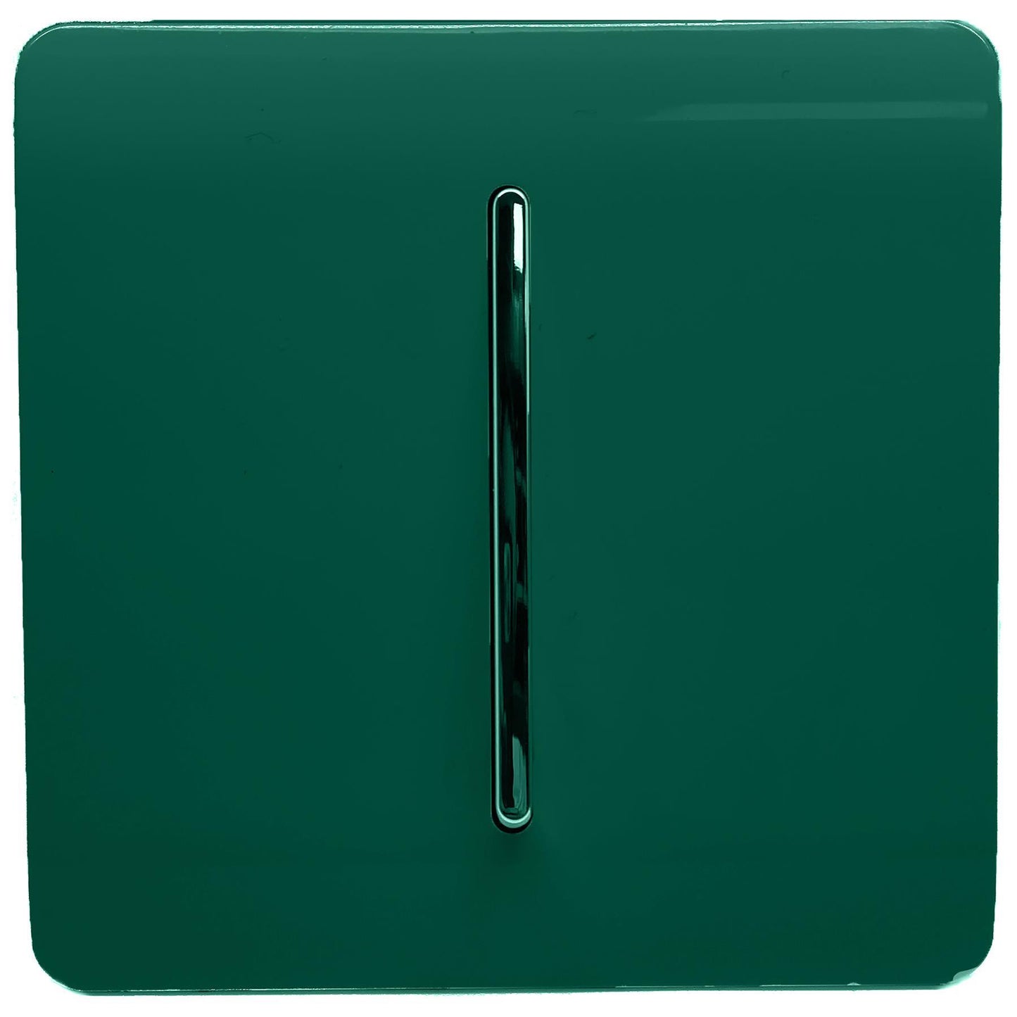 Trendi 1 Gang 2 Way 240V Screwless Artistic Modern Glossy 10 Amp Chrome Rocker Electrical Wall Light Switch in Dark Green (3 pack)