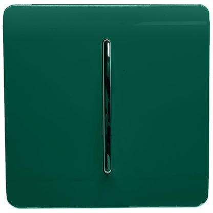 Trendi 1 Gang 2 Way 240V Screwless Artistic Modern Glossy 10 Amp Chrome Rocker Electrical Wall Light Switch in Dark Green (3 pack)