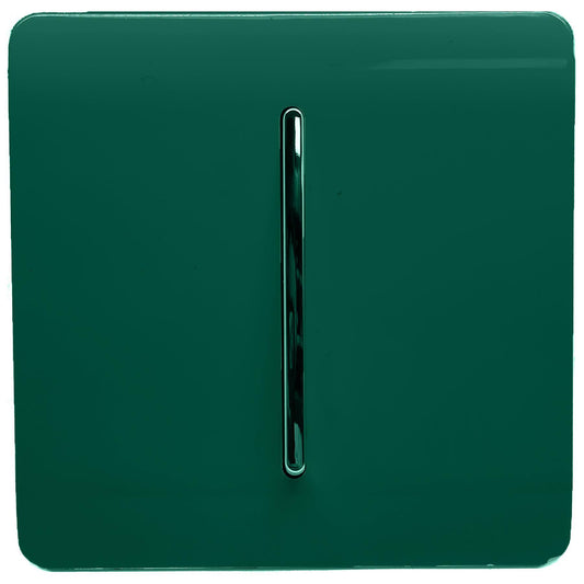 Trendi 1 Gang 2 Way 240V Screwless Artistic Modern Glossy 10 Amp Chrome Rocker Electrical Wall Light Switch in Dark Green (3 pack)