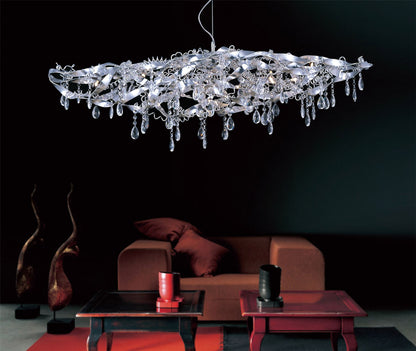 Diyas Fusion  Linear 10 Light G4 Polished Chrome/Crystal, NOT LED/CFL Compatible Ceiling Pendant Light Fitting