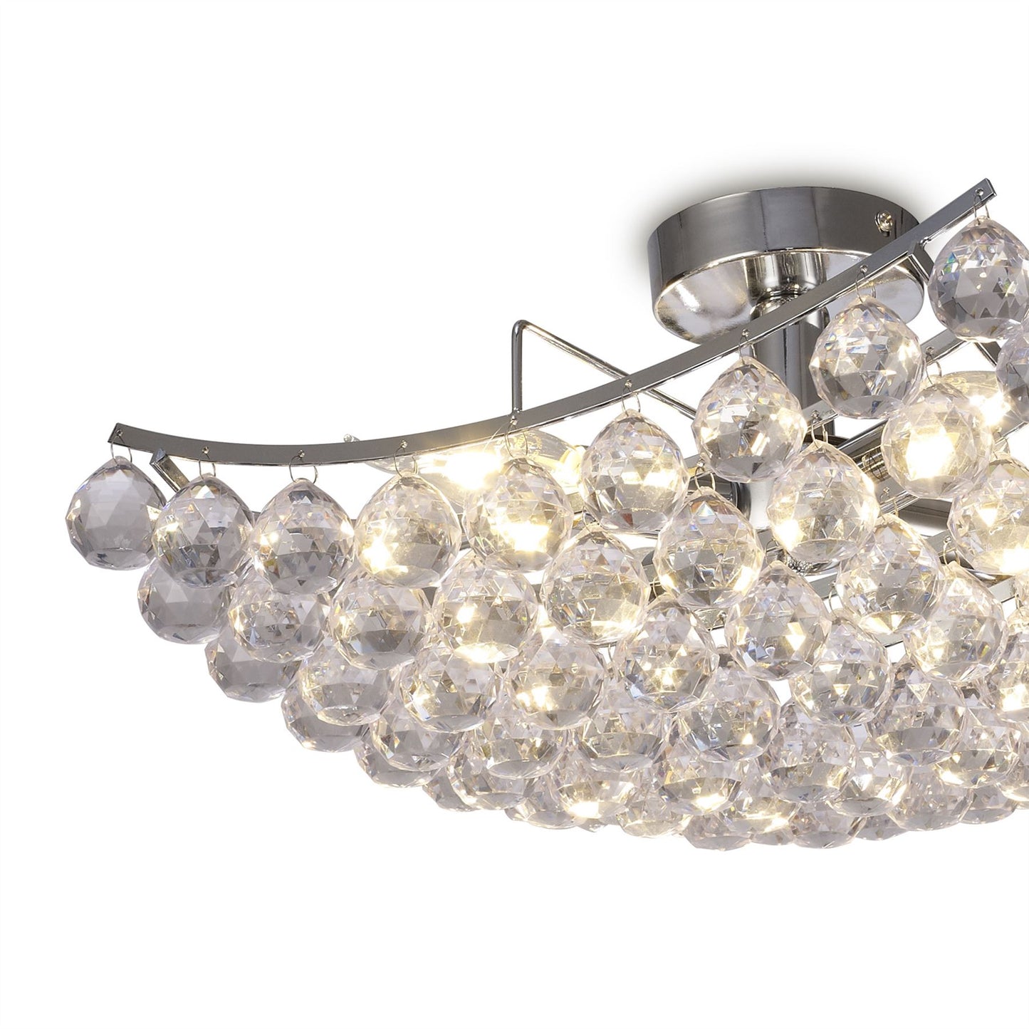 Deco Rayne Flush Square Square Ceiling Lamp with Acrylic Spheres, 4 Light E14 Polished Chrome Finish