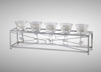 Diyas Home (DH) Tessa Candle Holder 5 Polished Chrome/Clear Glass Art