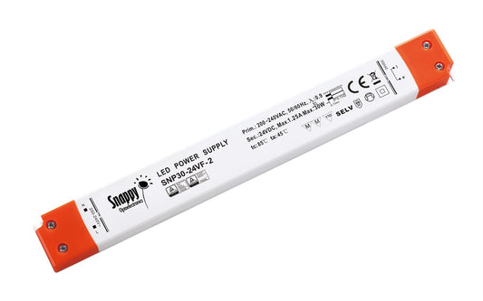 Snappy SNP, 30W, Constant Voltage Non-Dimmable PC LED Driver, 24VDC,IP20, Screw Connection, 5 yrs Warranty.