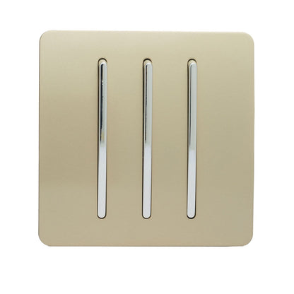 Trendi 3 Gang 2 Way Artistic Modern 10 Amp Rocker Light Switch Gold ART-SS6GO